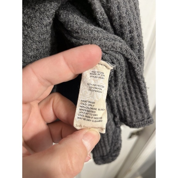 Soft Surroundings Top Womens Large Gray Waffle Knit Button Adjustable Side - Picture 7 of 10
